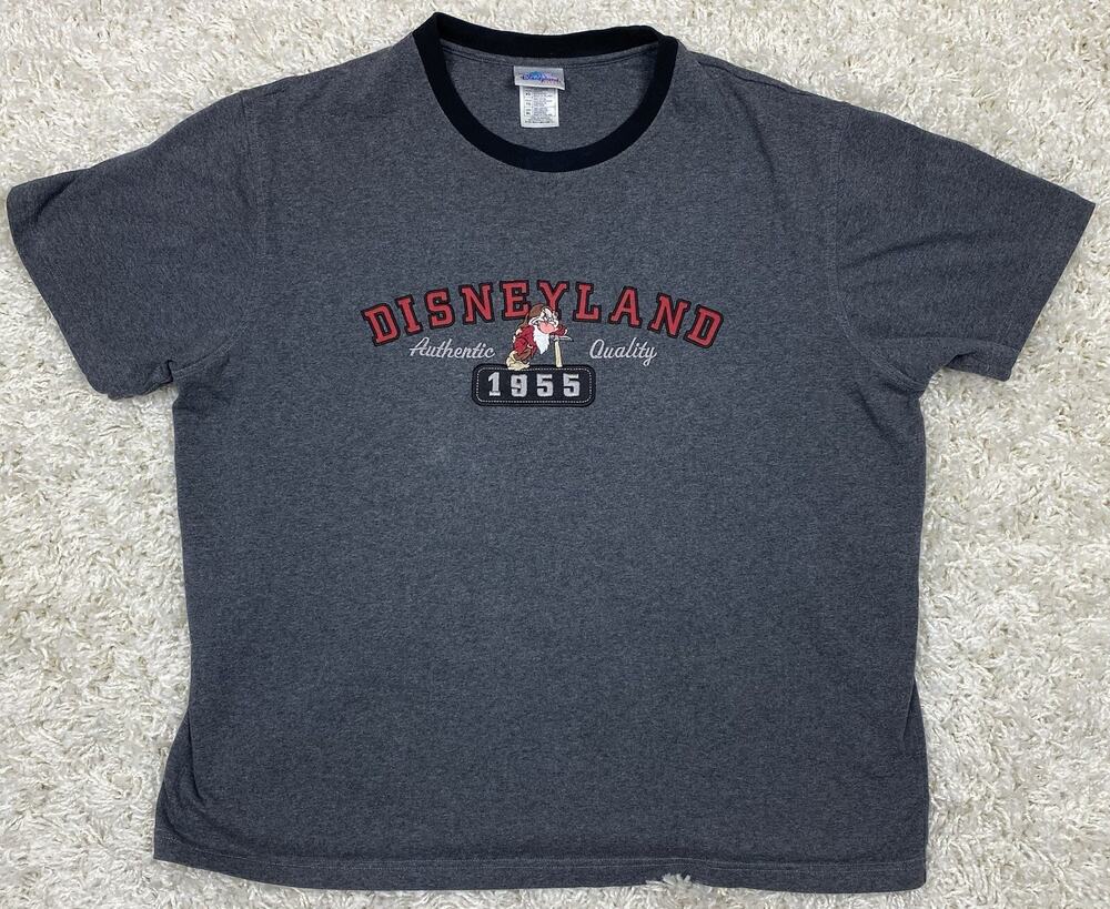 Disneyland Resort 1955 Authentic Quality Ringer T-Shirt Mens XL Gray Grumpy